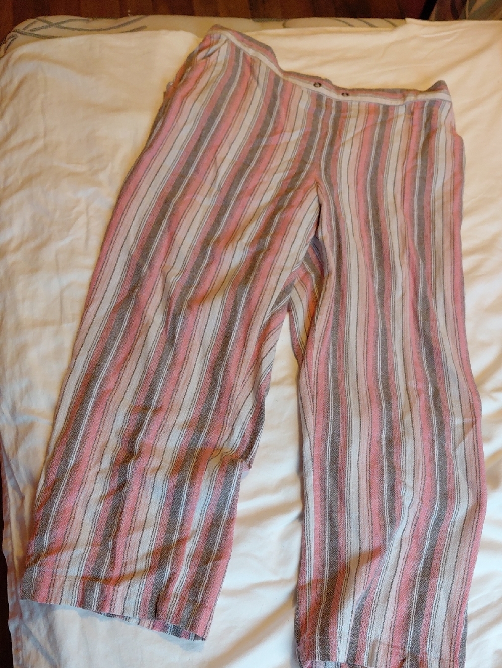 Wide-Leg Stripe Pants in Pink and Gray